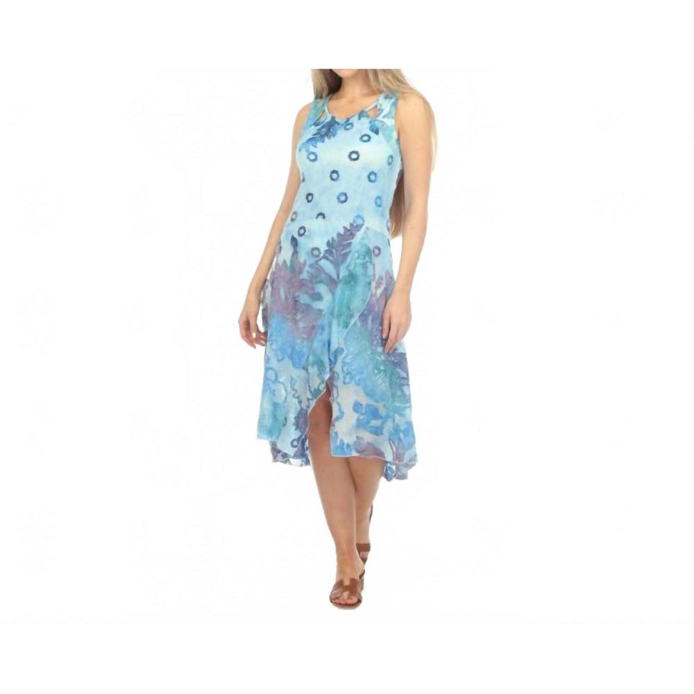 NEW RISING INTERNATIONAL front slit dress in blue